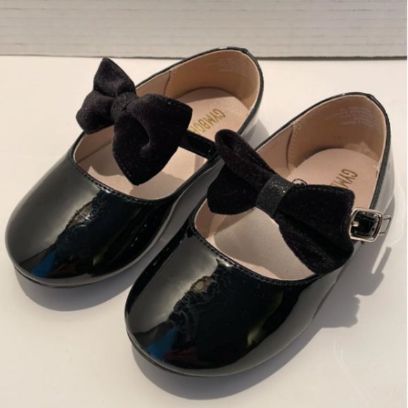 Gymboree Toddler Girl's Black Patent Ballet Flats with Velvet Bow Size 8 - Picture 8 of 9